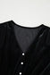 Midi Dresses Black Velvet Midi Dress - Buttoned Puff Sleeve V-Neck Split