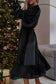 Midi Dresses Black Velvet Midi Dress - Buttoned Puff Sleeve V-Neck Split