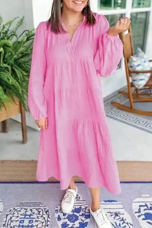 Midi Dresses Bonbon / S / 100%Cotton Flowing Grace Midi Dress