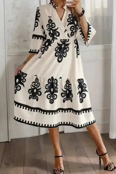 Midi Dresses Off White / S / 100%Polyester Desert Mirage Midi Dress