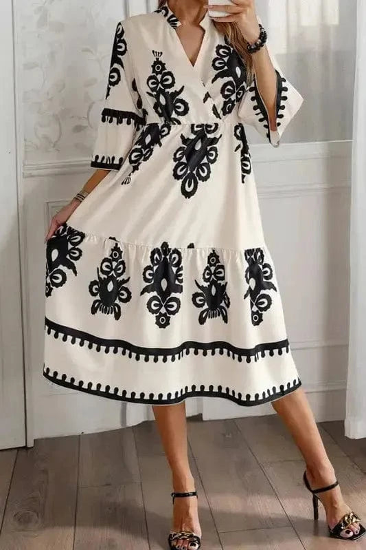 Midi Dresses Off White / S / 100%Polyester Desert Mirage Midi Dress