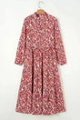 Scarlet red pleated boho sunset midi dress front view — Fashionfitz UK