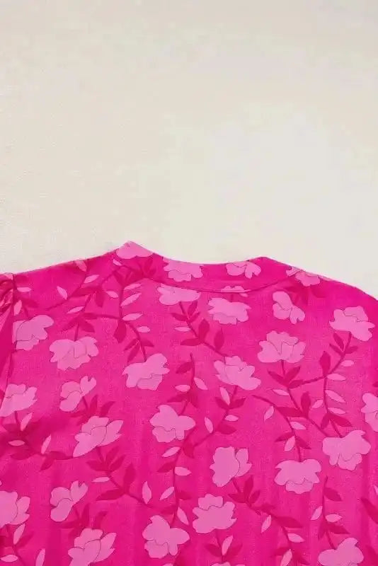 Midi Dresses Rose Red Floral Midi Dress - Pleated Flowy