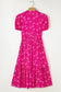 Midi Dresses Rose Red Floral Midi Dress - Pleated Flowy