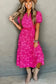 Midi Dresses Rose Red Floral Midi Dress - Pleated Flowy