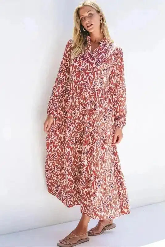 Midi Dresses Sunset Silhouette Pleated Midi Dress