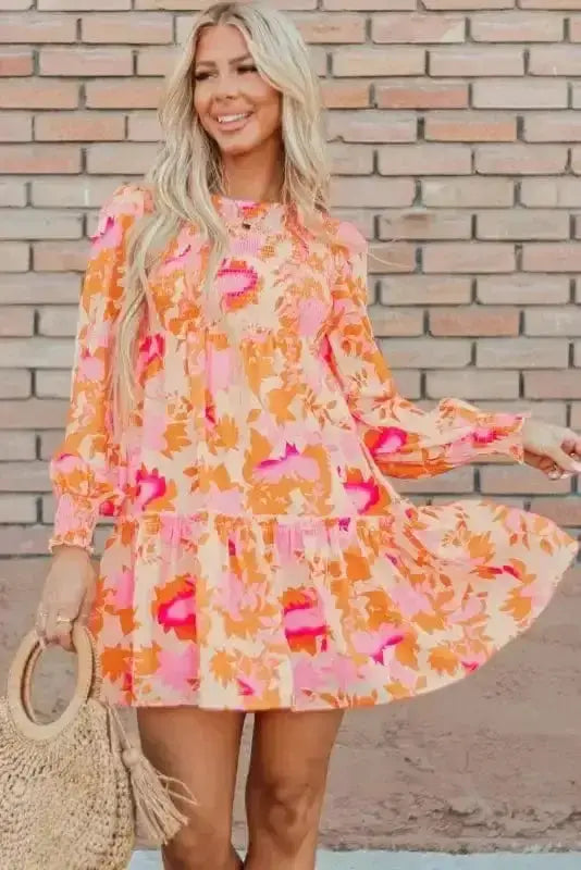 Mini Dresses Abstract Aura Smocked Mini Dress