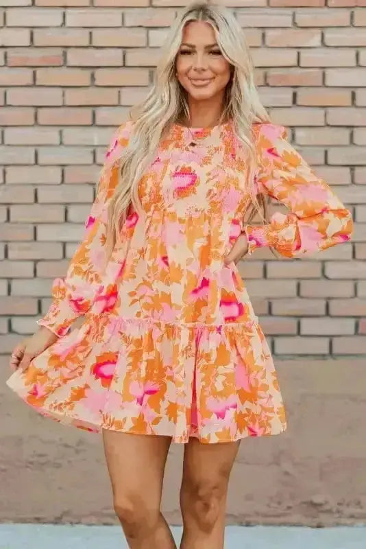 Mini Dresses Abstract Aura Smocked Mini Dress