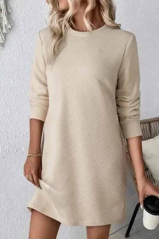 Mini Dresses Apricot / S / 97%Polyester+3%Elastane Modern Monotone Mini Dress