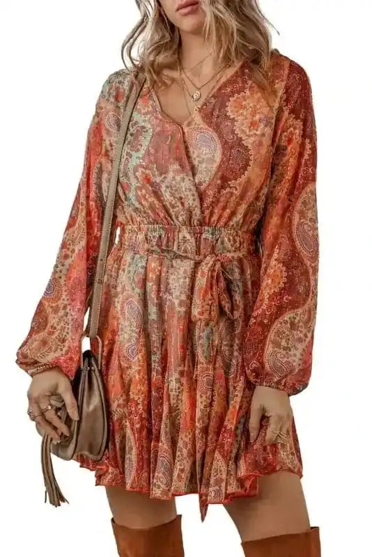 Mini Dresses Autumn Elegance Paisley Mini Dress