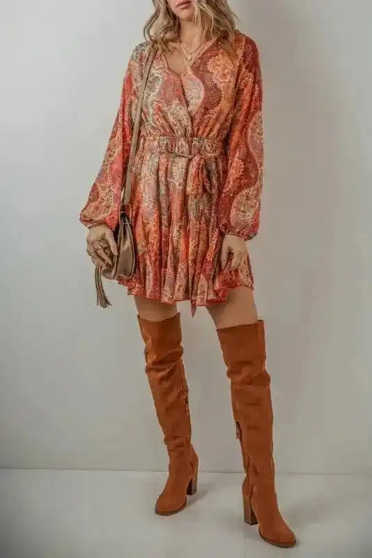 Mini Dresses Autumn Elegance Paisley Mini Dress