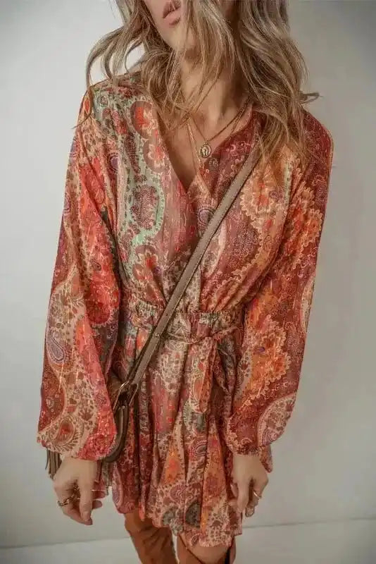 Mini Dresses Autumn Elegance Paisley Mini Dress