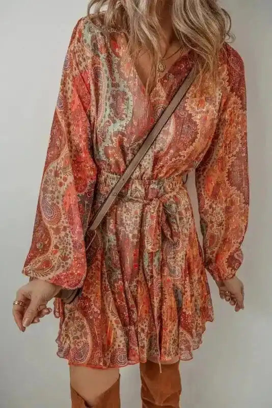 Mini Dresses Autumn Elegance Paisley Mini Dress