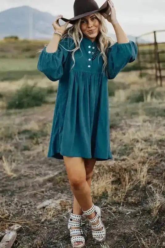 Mini Dresses Autumn Embrace Corduroy Dress