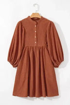 Mini Dresses Autumn Empire Corduroy Dress - Gold Flame