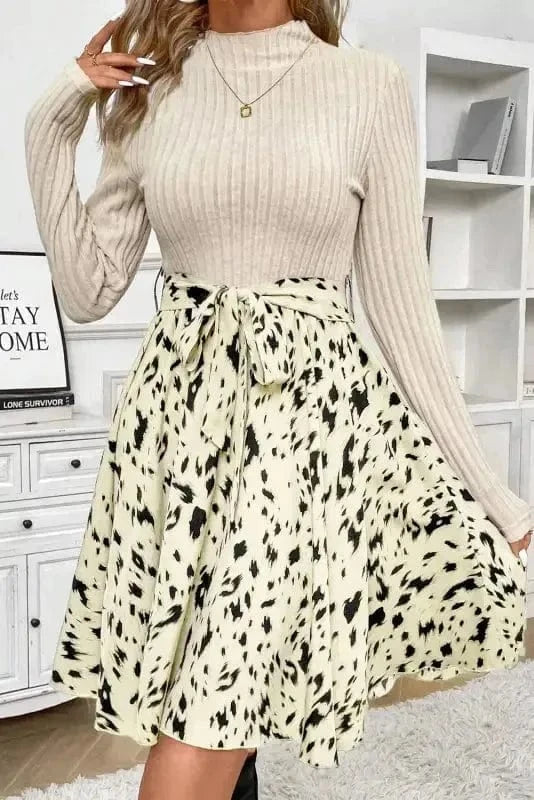 Mini Dresses Belted Elegance Knit Dress