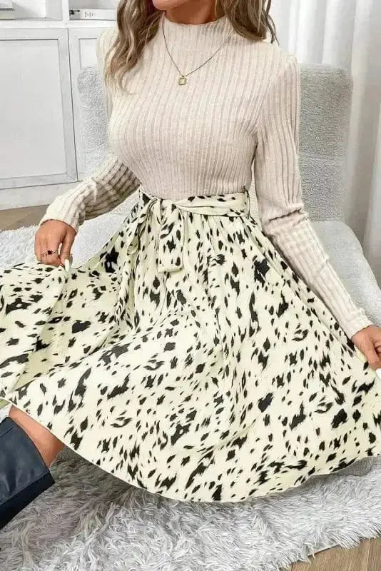 Mini Dresses Belted Elegance Knit Dress