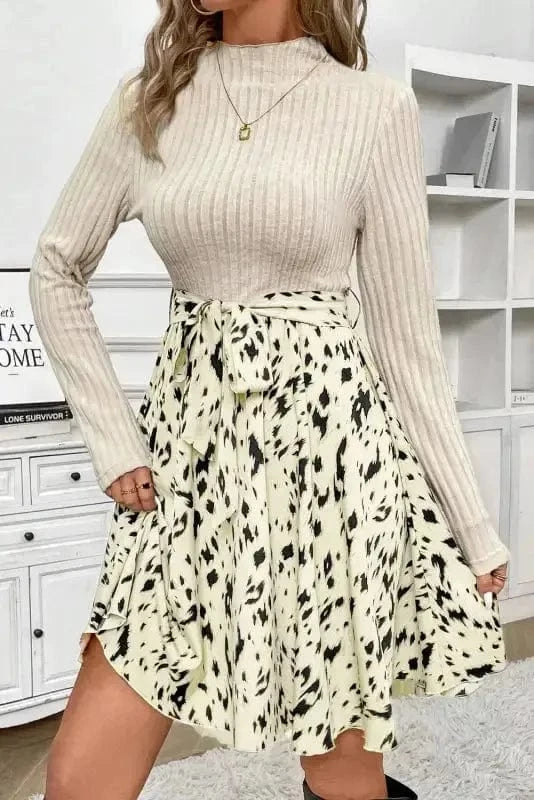 Mini Dresses Belted Elegance Knit Dress