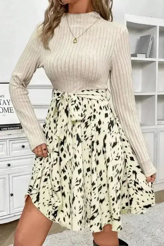 Mini Dresses Belted Elegance Knit Dress