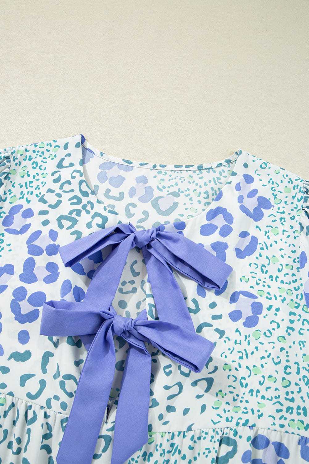 Mini Dresses Blue Bow Puff Mini Dress