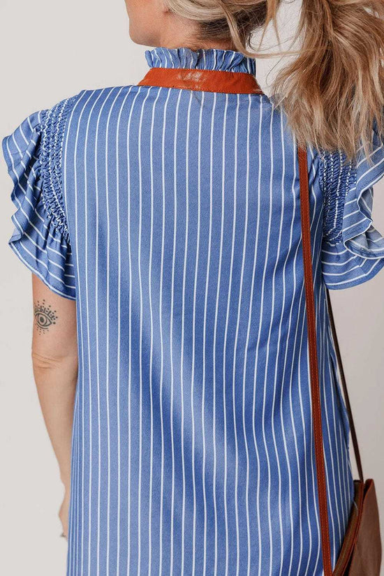 Mini Dresses Blue Stripe Short Shift Dress