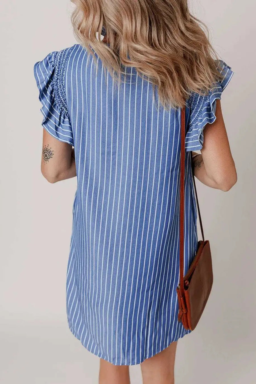Mini Dresses Blue Stripe Short Shift Dress