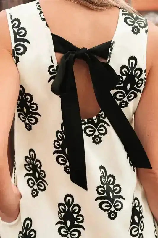 Mini Dresses Boho Bowknot Back Mini Dress