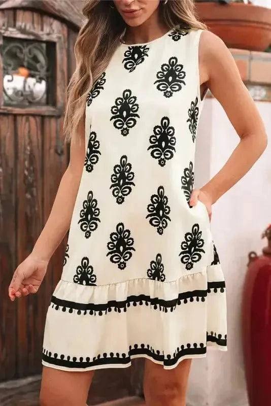 Mini Dresses Boho Bowknot Back Mini Dress