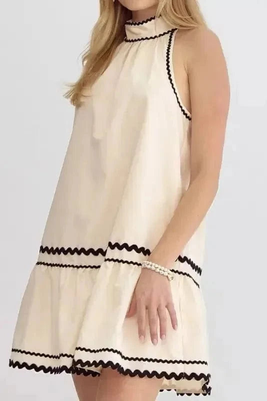 Mini Dresses Boho Ricrac Halter Dress