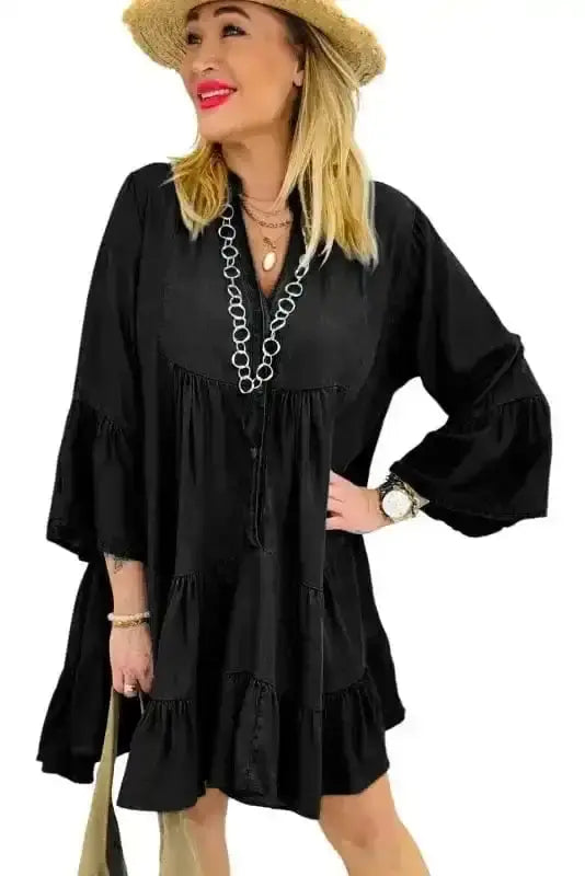 Mini Dresses Chambray Charm Tiered Mini Dress
