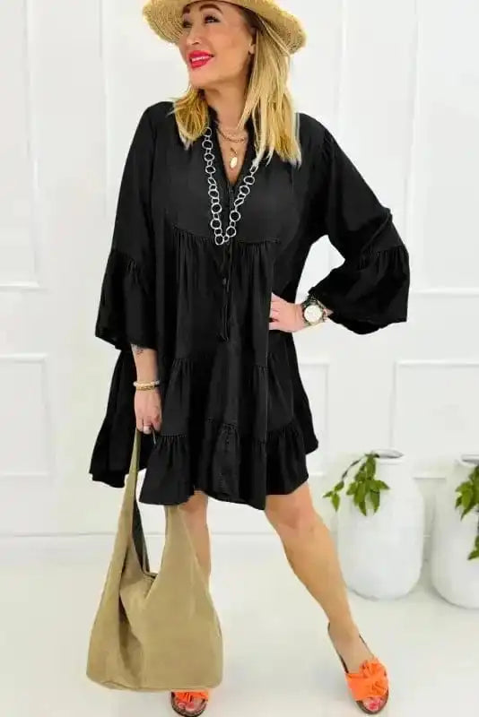 Mini Dresses Chambray Charm Tiered Mini Dress