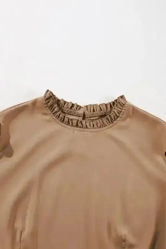 Mini Dresses Chic Beige Frill Collar Tiered Dress