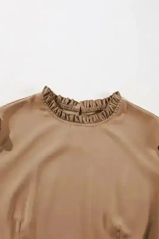 Mini Dresses Chic Beige Frill Collar Tiered Dress