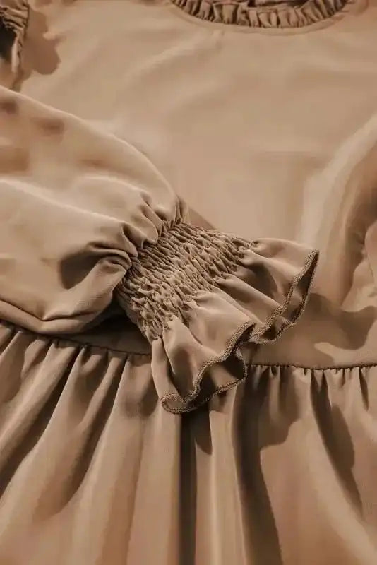 Mini Dresses Chic Beige Frill Collar Tiered Dress