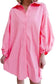 Mini Dresses Chic Pink Balloon-Sleeve Mini Dress