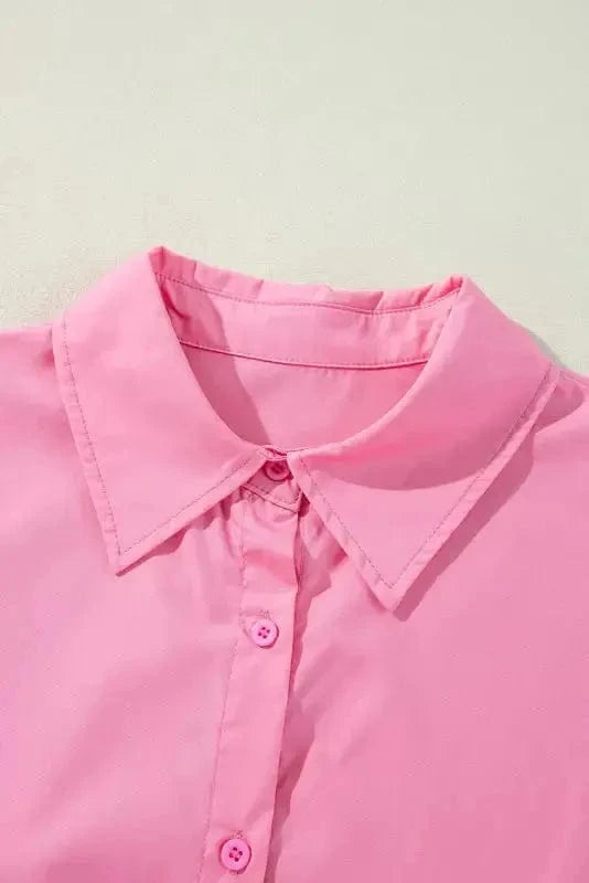 Mini Dresses Chic Pink Balloon-Sleeve Mini Dress