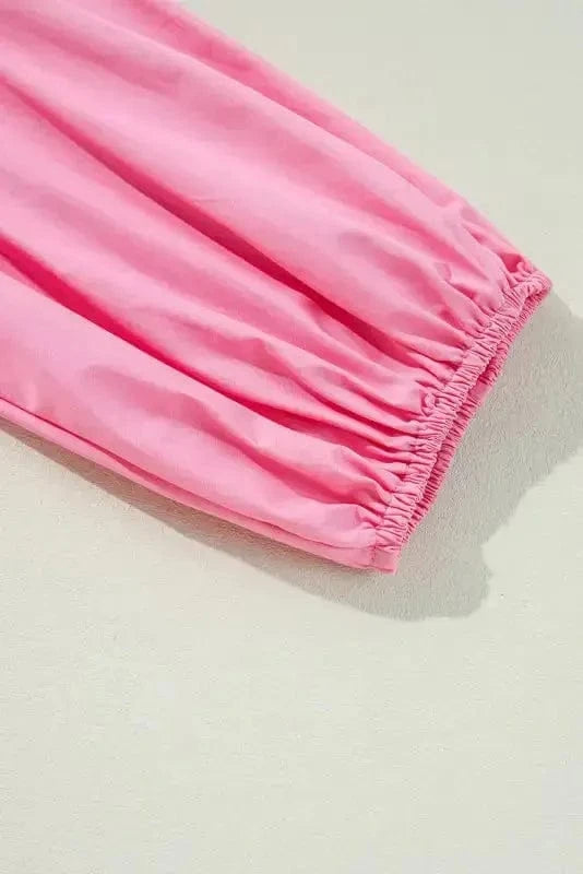 Mini Dresses Chic Pink Balloon-Sleeve Mini Dress