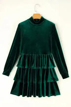 Mini Dresses Chic Velvet Ruffle Mini - Elegant Evening Wear