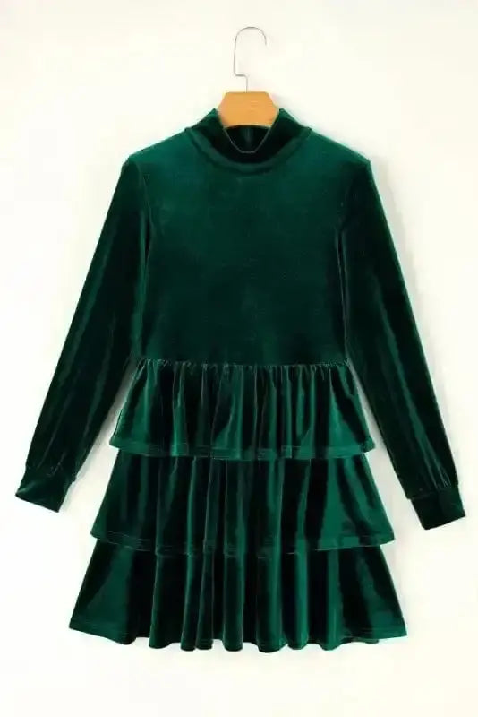 Mini Dresses Chic Velvet Ruffle Mini - Elegant Evening Wear