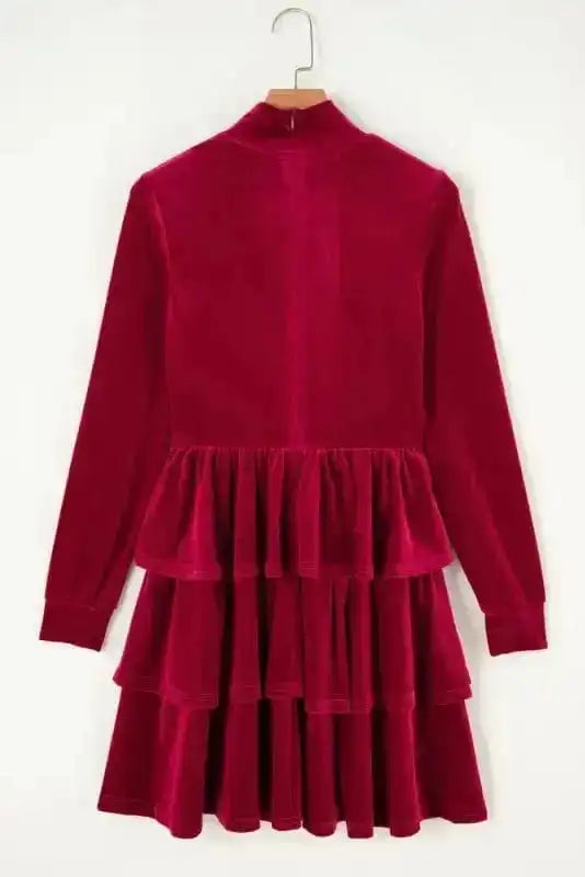 Mini Dresses Chic Velvet Ruffle Mini - Elegant Evening Wear