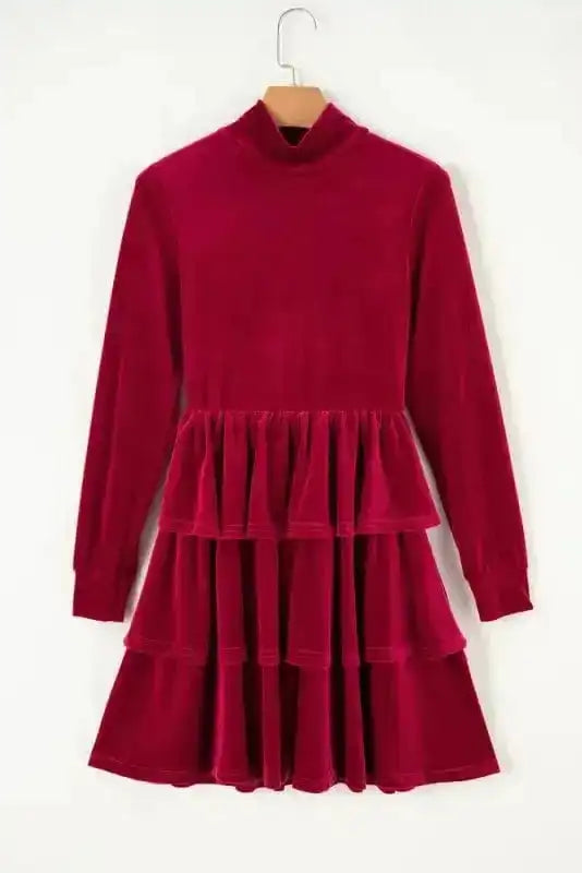 Mini Dresses Chic Velvet Ruffle Mini - Elegant Evening Wear