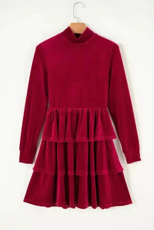 Mini Dresses Chic Velvet Ruffle Mini - Elegant Evening Wear