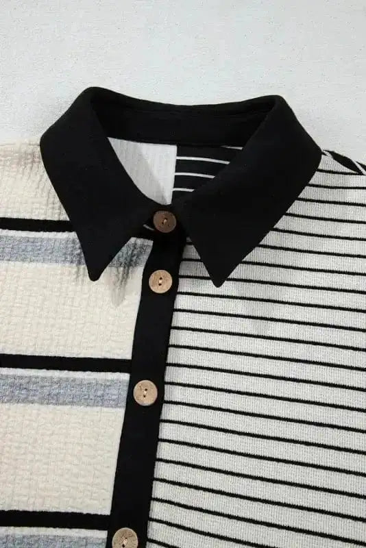 Mini Dresses ChicStripes Henley Knit Dress