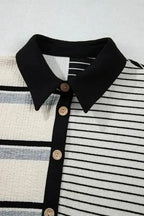 Mini Dresses ChicStripes Henley Knit Dress