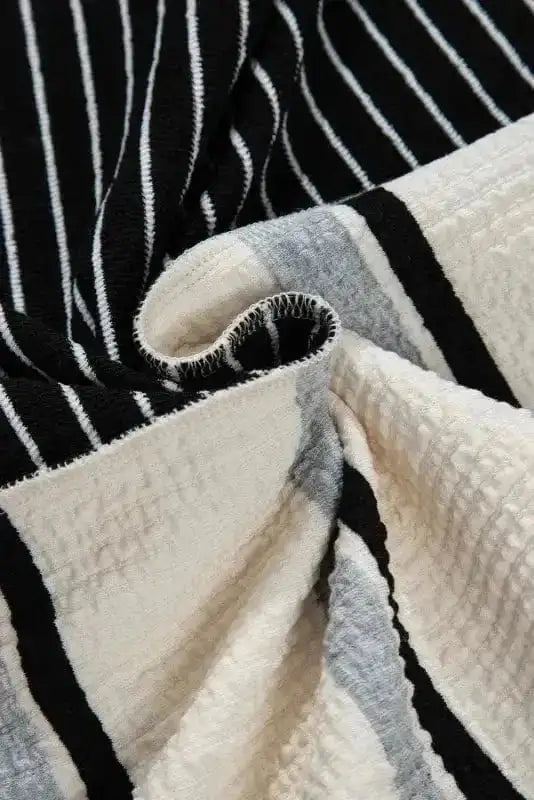 Mini Dresses ChicStripes Henley Knit Dress