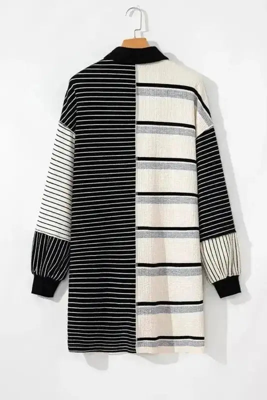 Mini Dresses ChicStripes Henley Knit Dress