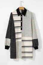 Mini Dresses ChicStripes Henley Knit Dress
