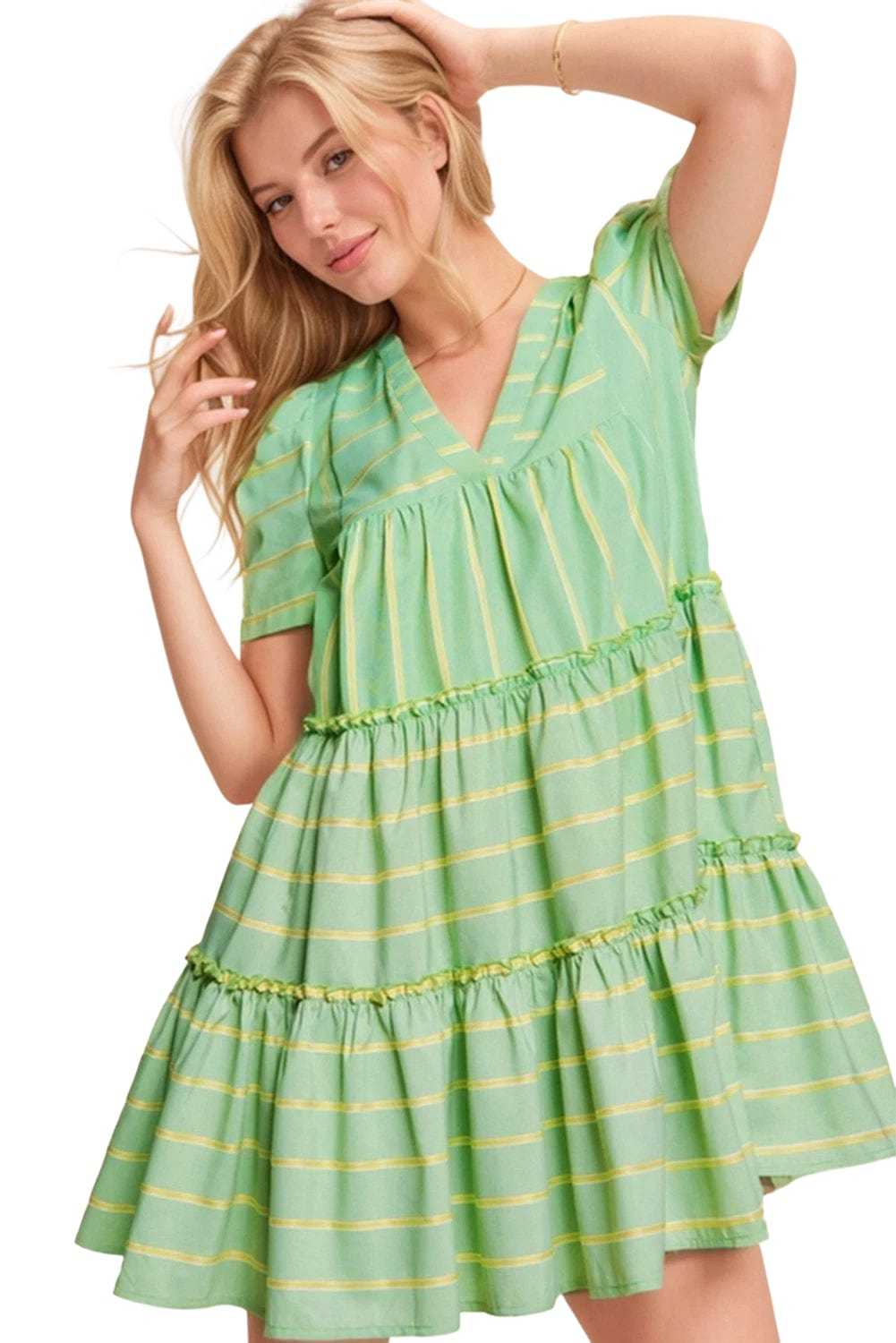 Mini Dresses Evergreen Stripe Frill Dress