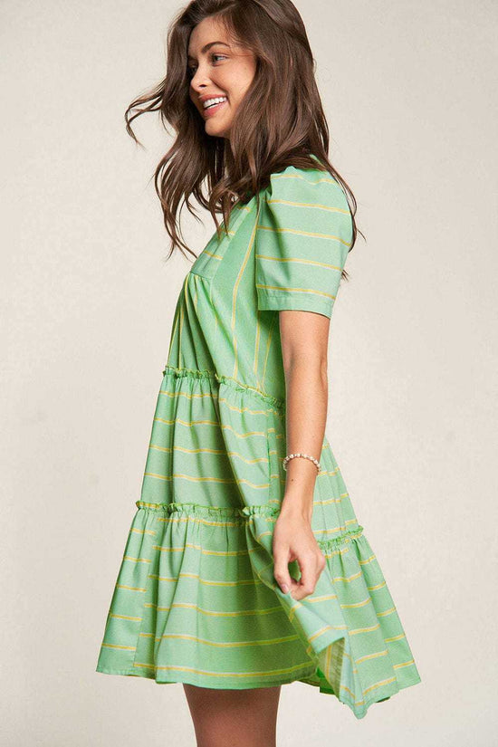 Mini Dresses Evergreen Stripe Frill Dress