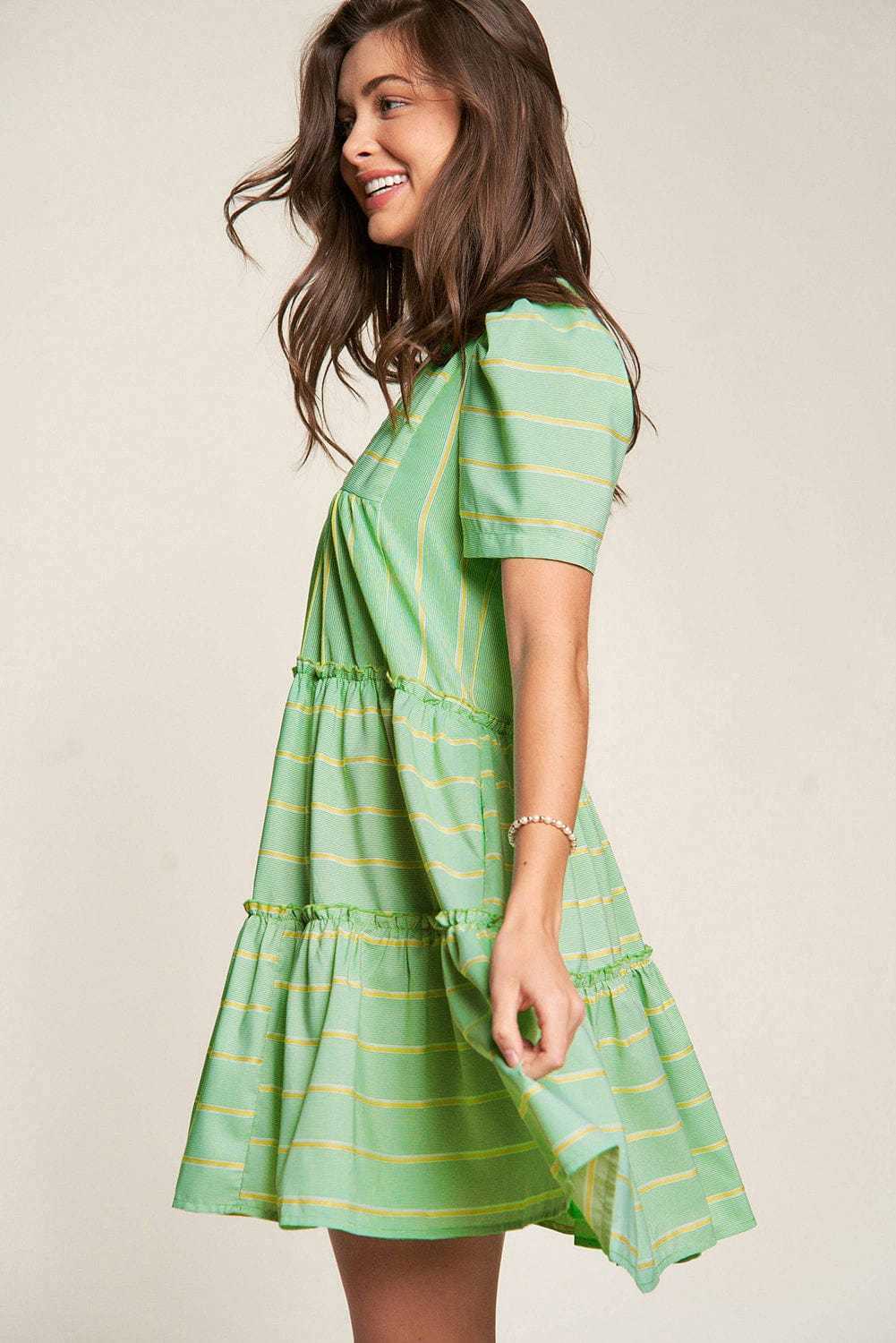 Mini Dresses Evergreen Stripe Frill Dress